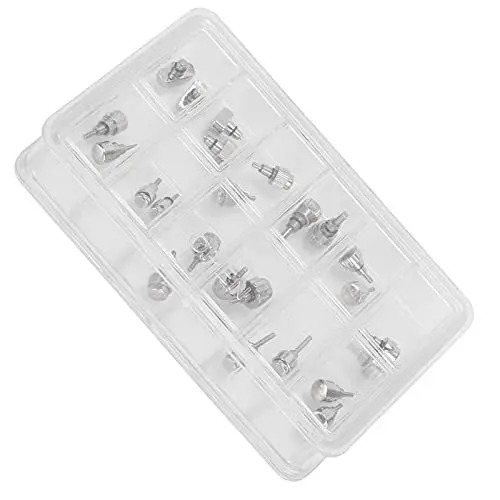 Produktbild: Zoeyilan 12-Gitter-Box, Edelstahl-Uhren-Druckknopf, Uhrengehäuse-Knopf, Ersatz-Set, Uhrenreparatur-Werkzeug-Set, Zubehör für Uhrmacher, Klein und praktisch