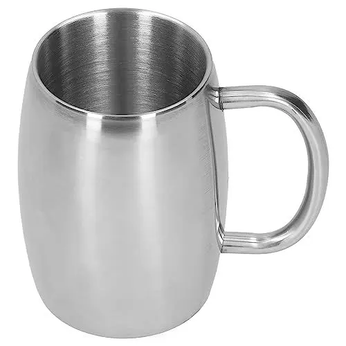 Produktbild: Zoeyilan Edelstahl-Bierkrug, 13,53 oz/400 ml Bierkrug mit Henkel, Milchbecher, Wasserbecher für Bier, Kaffee, Tee, Bar, Drinkaware, Kaffeebecher für Zuhause, Bar, Camping