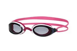Produktbild: Zoggs Fusion Air Schwimmbrille Erwachsene, Herren und Damen – Komfort-Air-Dichtung, Antibeschlag, UV-Schutz, Weites Sichtfeld, Nasensteg Austauschbar, Rauchglas, Weiß/Rosa