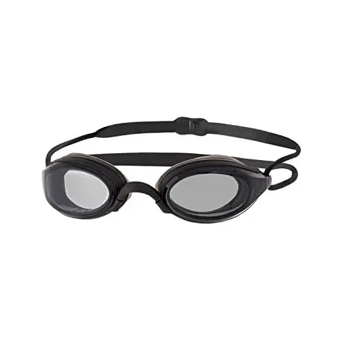 Produktbild: Zoggs Fusion Air Schwimmbrille Erwachsene, Herren und Damen – Komfort-Air-Dichtung, Antibeschlag, UV-Schutz, Weites Sichtfeld, Nasensteg Austauschbar, Rauchglas, Schwarz/Grau