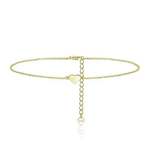 Produktbild: Zolkamery Fußkettchen für Damen Silber 925, 22+5cm Flexibel Verstellbar Gold Fußkette, Sommer Barfuß Strand Fußkettchen Armband, Wasserfest Doppelringe Fußbändchen Knöchel-Kette, Stilvoll Fußspange