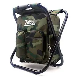 Produktbild: Zology Sitzrucksack Klapp Campingstuhl Hocker Rucksack mit Kühler isolierte Picknick Tasche, Camouflage Portable Wandern Sitz Tisch Tasche für Outdoor Indoor Fishing Travel Beach BBQ