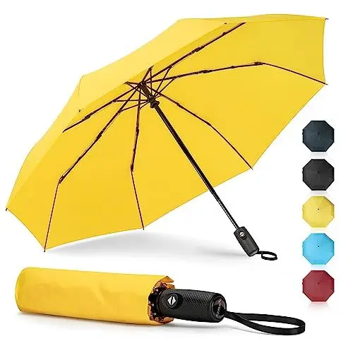 Produktbild: ZOMAKE Regenschirm Sturmfest Taschenschirm Automatik,Regenschirm Klein Leicht Stabil,Kleiner Schirm Windfest 8 Rip,106CM(Gelb Einlagig)