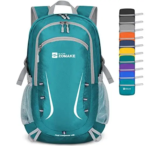 Produktbild: ZOMAKE Faltbarer Rucksack 35L,Groß Leichter Rucksäcke Wasserdicht Wanderrucksack Packable Backpack für Damen Herren Outdoor Wandern(See Grün)