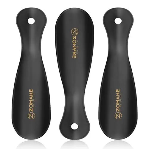 Produktbild: ZOMAKE Kurz SchuhlöFfel Klein Metall,Schuhanzieher Metall 19cm Zum Mitnehmen - Mini Schwarz Shoe Horn Reise 3er Pack