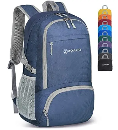 Produktbild: ZOMAKE Leicht Faltbarer Rucksack - Packbare Backpacks 30L,Kleiner Faltbar Rucksäcke Wanderrucksack Wasserdicht für Damen Herren Outdoor Wandern(Marineblau)