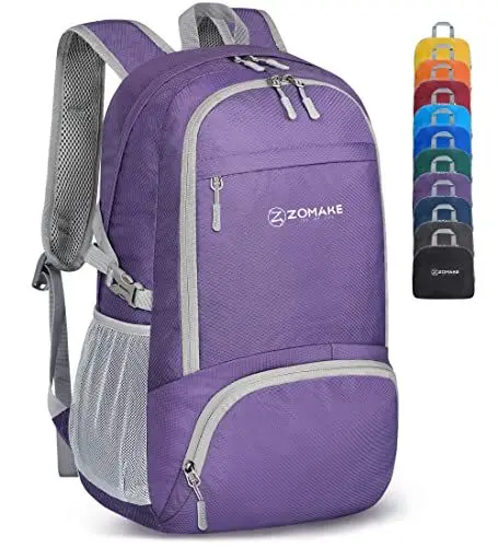 Produktbild: ZOMAKE Leicht Faltbarer Rucksack Packbare Backpacks 30L,Kleiner Faltbar Wanderrucksack Wasserdicht für Damen Herren Outdoor Wandern(Violett)