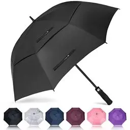 Produktbild: ZOMAKE Regenschirm Groß XXL - Großer Golf Umbrella Sturmfest für 2-3 Personen - Golfschirm Gross Automatik Auf Und Zu,Übergroß Doppelt Überdachung Stockschirm Mit Tragegurt Für Herren, (Schwarz)
