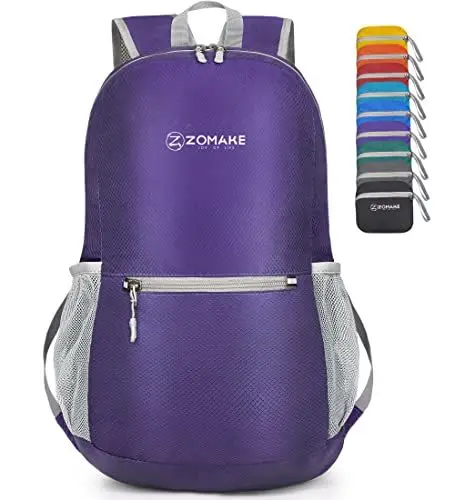 Produktbild: ZOMAKE Ultraleicht Faltbarer Rucksack - Packbare Backpacks 20L,Kleiner Faltbar Rucksäcke Wanderrucksack Wasserdicht für Damen Herren Outdoor Wandern(Violett)