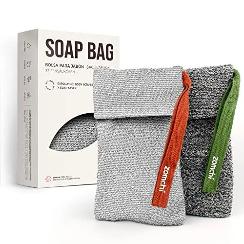 Produktbild: ZOMCHI 2 Stück Seifenbeutel und Seifenspartasche zur Verwendung in der Dusche, Premium Body Scrubber Duschschwamm (Beutel für weiche und harte Seife)