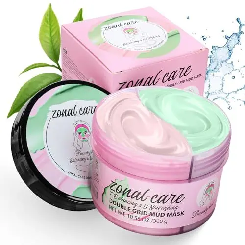 Produktbild: Zonal Care Double-Grid Tonmaske zur Ölregulierung – Tiefenreinigende Gesichtsmaske, reguliert die Talgproduktion, reinigt Poren intensiv, verleiht ein frisch-glattes Hautgefühl, 300g