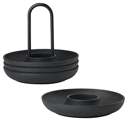 Produktbild: Zone Denmark Singles Eierbecher aus Silikon, Eierhalter, Stapelbar, 4er-Set mit Halter, Durchm. 11,2 cm, Höhe 9,5 cm, Schwarz
