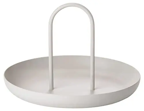 Produktbild: Zone Denmark Singles Serviertablett, Tablett aus matt lackiertem Metall, rundes Tablett mit Handgriff, 20 cm im Durchmesser, Warmes Grau
