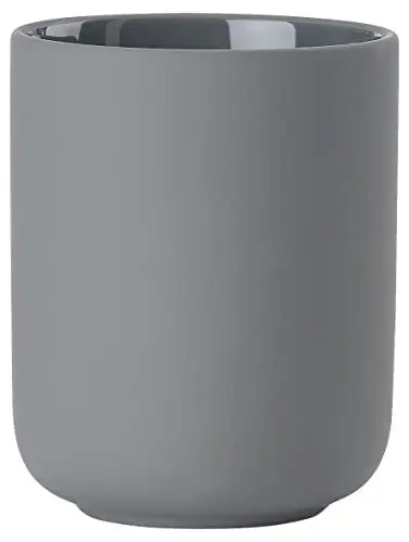 Produktbild: Zone Denmark Ume Zahnputzbecher, Zahnbürstenhalter, Zahnbürstenbecher, aus Steinzeug/Keramik, Schönes & Praktisches Badezimmer Zubehör, Durchm. 8,3 cm, Höhe 10,3 cm, Grau
