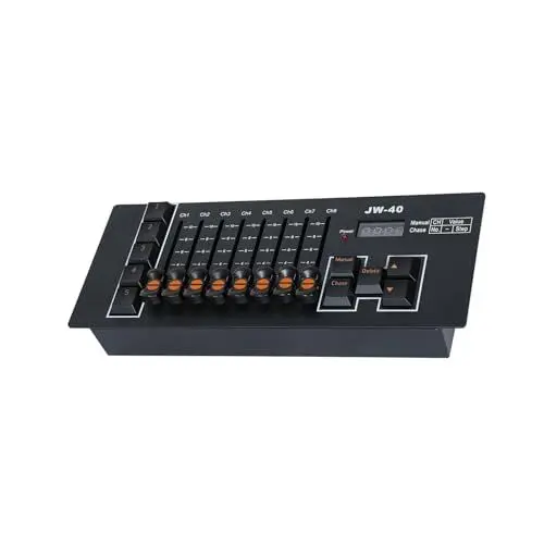 Produktbild: ZonQoonz DMX Controller, 40 Kanäle DMX512 DJ Controller mit Eingebautem Akku, DMX Mischpult für Bühnenbeleuchtung, DJs, Moving Heads, Bars, Discos, Live Shows, Party
