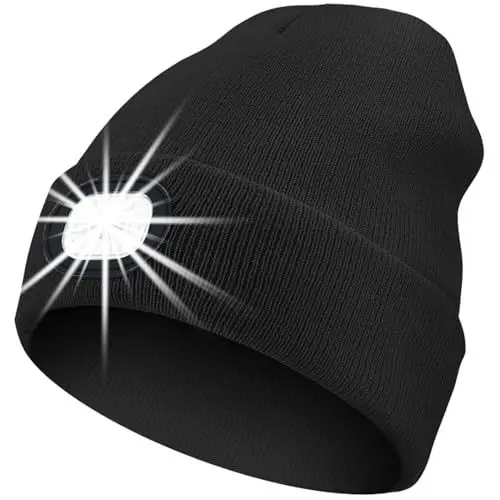 Produktbild: ZONSUSE Mütze mit 6 Led Licht,LED Winter Beanie,Beleuchtete Laufmütze,Strickmütze mit Stirnlampe,Abnehmbar,USB Aufladung, 3 Helligkeiten,für Herren Damen Nachtlauf Camping Reiten Angeln (Schwarz)