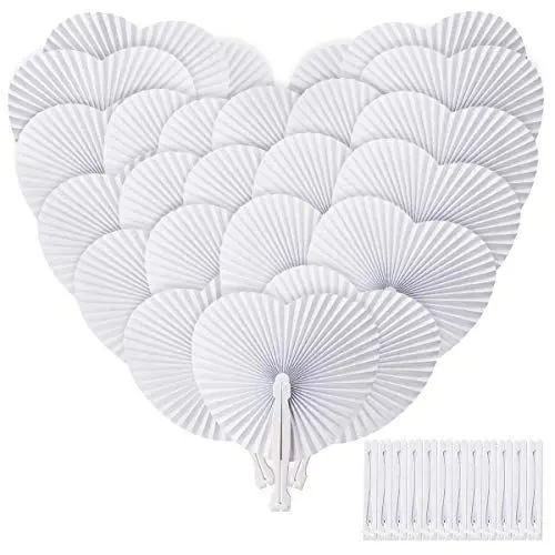 Produktbild: ZOOI Fächer Hochzeit 36 Pack Handfächer Hochzeitsdeko Fächer Weiß Handfächer Papierfächer Hochzeit Deko, Faltfächer Fecher Damen Hochzeit Gäste für Party, Wedding, Fotografie, Wand Dekoration