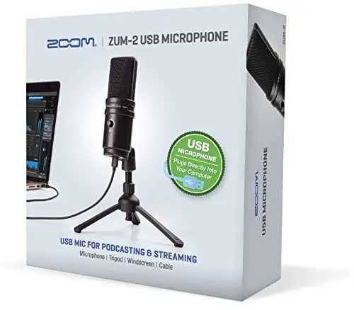 Produktbild: Zoom ZUM-2 USB-Mikrofon für Podcast, Live Streaming, Musik & Voiceover Sprachaufnahmen, Kondensatormikrofon mit Kopfhörerausgang, Plug-and-Play mit Profi-Sound