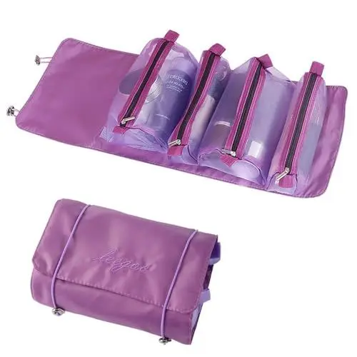 Produktbild: Zoomers Kosmetiktasche Damen. Aufrollbare Reise Makeup Tasche.Make Up Organizer Tasche aus 4 Abnehmbaren Schminktasche Klein.Tragbar Make Up Bag, Kosmetiktasche klein für Handtasche.Lila