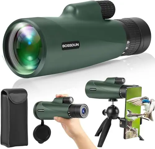 Produktbild: Zoom Monokulars Teleskop, Hochleistungs Monokulars Teleskop für Smartphone mit Stativ, HD Monokulars für Erwachsene, größere Vision Monokulare für Wandern Jagd Stargazing Vogelbeobachtung (Green)