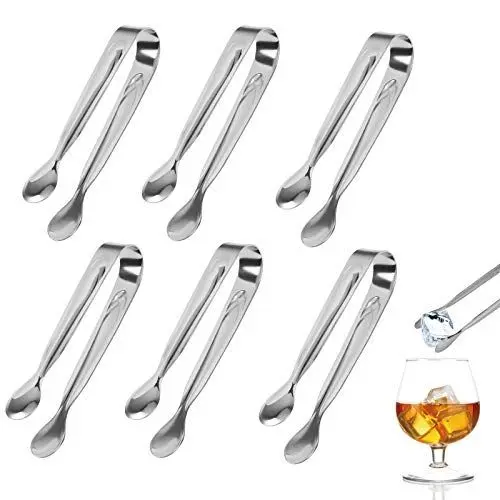 Produktbild: ZoomSky 6 Stück Edelstahl Zuckerzange Set, Eiswürfelzange Süßigkeiten Zange Zucker Clip Servierzange Salatzange Gebäckzange 11cm für Hochzeit Party Candy Bar Büfett Grill