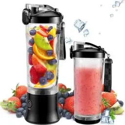 Produktbild: zootop Tragbarer Mixer Personal Mixer für Shakes und Smoothies wasserdichte Smoothie Juicer Cup 600 ml Multifunktionssaft Juice Tasse mit Bürstenstroh für Büroküche Wieder Aufgeladen Werden