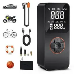 Produktbild: ZORUMAN Tragbarer Elektrische Luftpumpe mit 10000mAh Akku Kompressor,150 PSI Fahrradpumpe elektrisch mit Manometer/LED-Licht geeignet, Akku luftpumpe mit USB/LED-Licht für Auto Fahrrad Motorrad Bälle