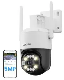 Produktbild: ZOSI 3K Wi-Fi 6 Outdoor Überwachungskamera mit 360° Pan & Neigung, 2,4 GHz WLAN Kamera für Außen mit AI Mensch/Fahrzeug/Tier Erkennung, 2-Wege-Audio, Farbe Nachtsicht, C296