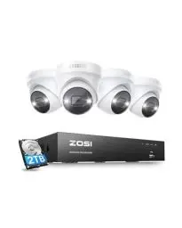 Produktbild: ZOSI 4K PoE Überwachungskamera Set Außen, 2TB HDD NVR Videoüberwachung System auf 16CH erweiterbar, 4X 8MP PoE IP Kameras, Personenerkennung, C225