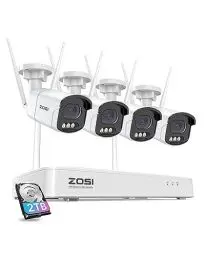 Produktbild: ZOSI 4MP WLAN Überwachungskamera Set Aussen, 4X WiFi Kamera Outdoor Set, 8CH 2.5K NVR mit 2TB Festplatte, Personen- und Fahrzeugerkennung, Spotlight Warnung