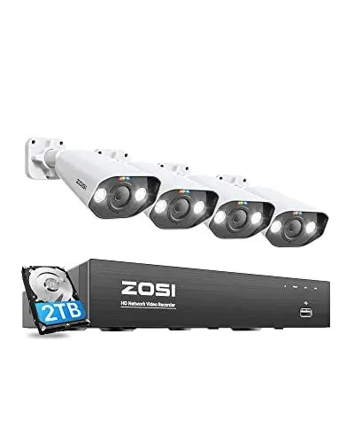 Produktbild: ZOSI 5MP Überwachungskamera Aussen Set, 8CH 4K 2TB HDD NVR und 4X 5MP PoE IP Outdoor Kamera, 2-Wege Audio, Personen- und Fahrzeugerkennung, Spotlight Alarm, C1825A
