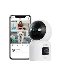Produktbild: ZOSI Überwachungskamera Innen mit Dual-Objektiv 3MP+3MP, 2,4/5G WLAN, Taste/OK-Geste-Anruf, KI Personenerkennung und Verfolgung, Farbnachtsicht, C528D