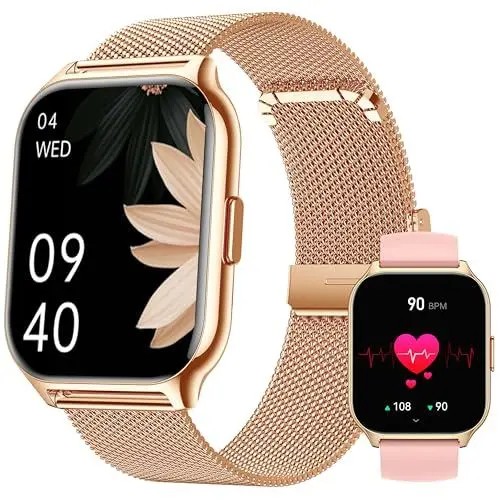 Produktbild: ZOSKVEE Smartwatch für Damen Herren, Fitnesstracker 2 Zoll Touch-Farbdisplay mit Telefonfunktion, Armbanduhr Blutdruckmessung Herzfrequenz Schlafmonitor SpO2, Sportuhr Schrittzähler für Android iOS