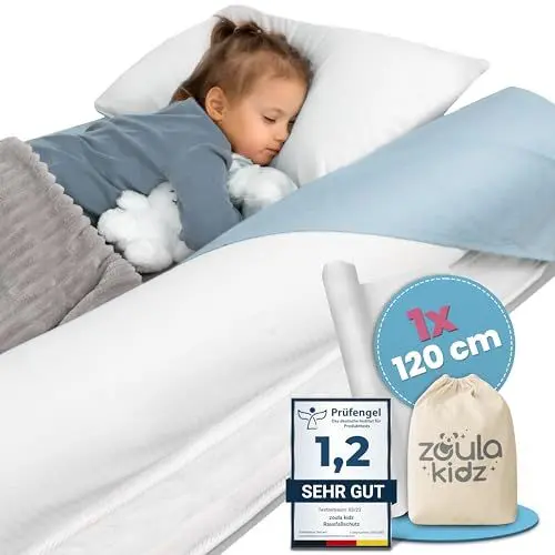 Produktbild: zoula kidz® aufblasbarer Rausfallschutz Bett Reise mit Oeko-TEX® Stoffbezug 120 cm - geeignet für alle Betten, ideal als Bettgitter fürs Kinderbett - Bettkantenschutz & Absturzsicherung - Fallschutz