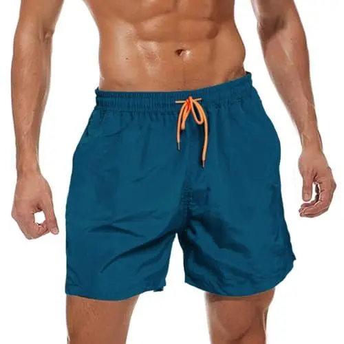 Produktbild: ZOXOZ Badehose Herren Atmungsaktiv Schnelltrocknend Boardshorts mit Verstellbarem Tunnelzug und Mesh-Futter Pfauenblau XL
