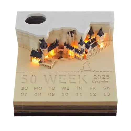 Produktbild: ZOYDP 3D Kalender Abreißen 2025 Artsy Pads mit Led Licht und Stifthalter 3D Notizblock Kalender 2025 3D Abreißkalender 2025 3D Calendar 2025 für Desktop Ornament Papierskulptur Geschenk 3D Notepad-9