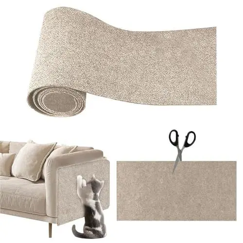 Produktbild: ZOYDP 200 × 40 cm Kratzmatte Katze, Selbstklebend Kratzteppich Katze, Zuschneidbare Kratzmatte Katze Wand, DIY Kratzschutz Sofa Katze, Katzenkratzmatte für Möbel, Couch, Sofa, Tür, Khaki