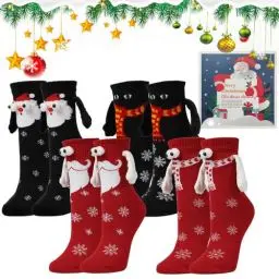 Produktbild: ZOYDP 4 Paar Hand Holding Socks Weihnachtssocken, Socken Händchen Halten, Socken mit Magnetarmen, Magnetische Socken Weihnachten, Händchen Haltende Socken, Unisex 3D Puppe Paar Socken
