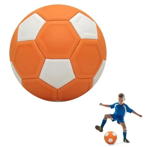 Produktbild: ZOYDP Eva-Gummi Curve Ball, 8.5 Zoll Kurvenfußball, Kinderfussball Größe 4, Kurvenball für Kinder, Curve Ball Fussball für Kinder Fußballtraining Indoor Outdoor (Orange/Weiss)