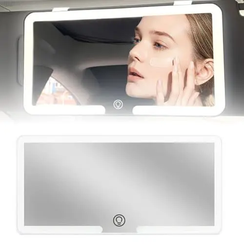 Produktbild: ZOYDP Auto Kosmetikspiegel Sonnenblende Spiegel, LED Auto Spiegel, 3 Lichtmodi, Autovisier Sonnenblende Spiegel, Makeup Spiegel Auto,Car Visor Mirror,Wiederaufladbarer,Touch-Steuerung,25,5x12,8x2,5cm