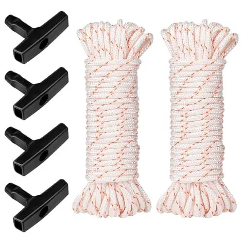Produktbild: ZOYDP Starterseil Rasenmäher, 10 Meter 3,0 mm + 10 Meter 4,0 mm Rasenmäher Schnur, Zugseil Rasenmäher mit 4 Startgriff, Rasenmäher Seilzug für Kettensäge Trimmer Edger Bürste Schneider Motorteile