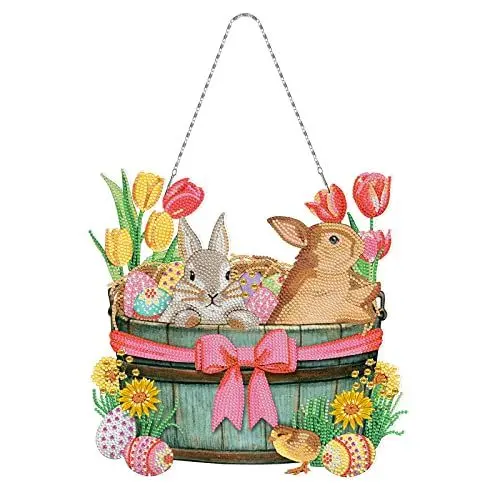 Produktbild: ZOYIEP 5D Ostereier Kleiner Hase Ostern Diamond Painting, DIY Kaninchen Diamant Painting Set Türschmuck Ostern Wanddekor Anhänger für Kinder Kunst Handwerk Geschenk (A)