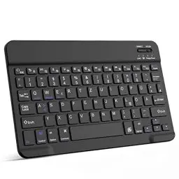 Produktbild: ZOYU Bluetooth Tastatur mit QWERTZ Layout für iPad Air, Pro, 10,2, 9,7, Mini, Tablets, PC, Windows, Smartphone, Android, MacOS, Leichte und Dünne Kabellose Deutsche Tastatur, Schwarz