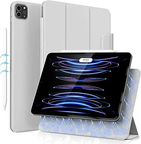 Produktbild: ZOYU Hülle für iPad Pro 11 2022/2021/2020, Automatischer Schlaf/Aufwachen, Magnetisch Abnehmbare Smart Folio Verstellbare rutschfeste Hülle für iPad Pro 11 Zoll, Grau