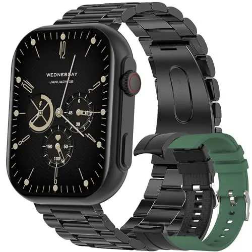 Produktbild: ZPIMY Smartwatch Herren mit Telefonfunktion, 5ATM Wasserdicht 100+ Sportmodi Fitnessuhr Aktivitätstracker, 2,0 Zoll Touchscreen Smart Watch Fitness Tracker Armbanduhr für Android iOS (Schwarz)