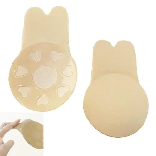 Produktbild: ZPW Klebe BH Push Up, Unsichtbarer Trägerloser-BH, Strapless Bra, Wiederverwendbare Klebe-BHS mit Trägerlos Pads, Silikonfreundlich Selbstklebender BHS für Rückenfreie Kleidung - C/L, Beige