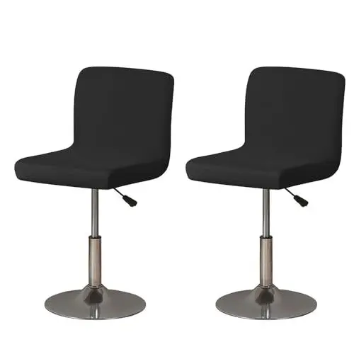 Produktbild: ZRCYXDW Wasserdichter Barhocker Abdeckung, Elastisch Barhocker Bezug Polyester Mit Elastischer Unterseite Rutschfester Abnehmbarer Hussen Für Barhocker Für Esszimmer Küche-Schwarz-2 Stück