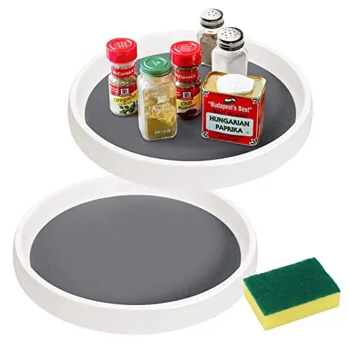 Produktbild: ZriEy Drehteller 2 Stück Drehbar Gewürzregal Organizer Drehtell， Küchenschrank Organizer，drehbares gewürzregal， für Gewürze Gewürzflaschen Öl Zutaten Gläser Kochen