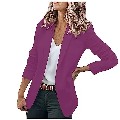 Produktbild: ZRYAZQ Blazer Damen Elegant Longblazer Einfarbig mit Knöpfen Mantel Damen Revers Business Jacke Damen Winter Langarm Büro Blazer für Frauen Herbstwinter Outfits Für Die Arbeit Blazerjacke Casual