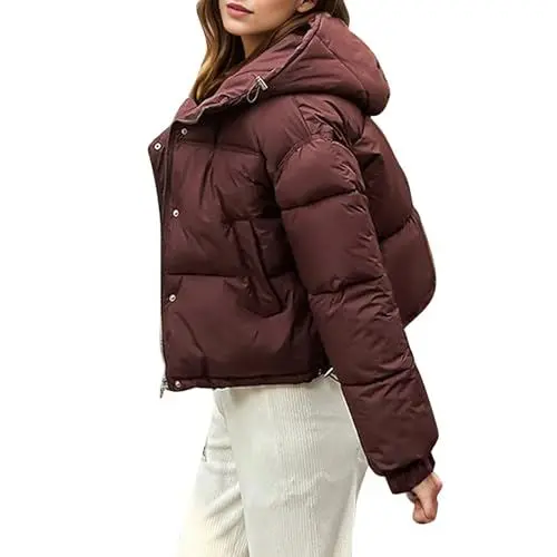 Produktbild: ZRYAZQ Daunenjacke Damen Leicht Kurz Steppjacke Damen mit Kapuze Puffer Jacke Damen Winter Warm Winterjacke Damen Dicke Wintermantel Leichte Steppmantel Pufferjacke Warme Daunenmantel Casual